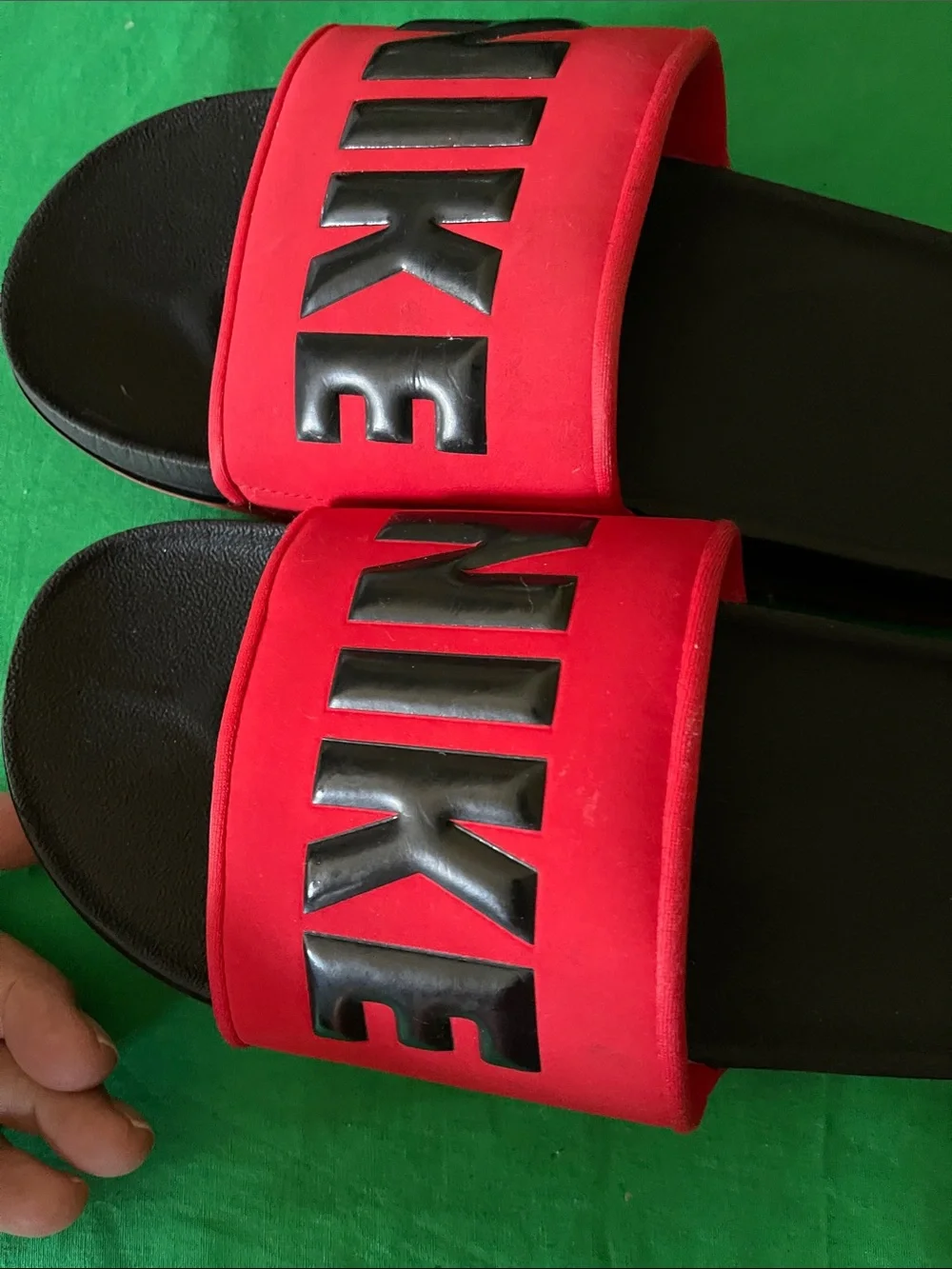 Nike Kids Red and Black Slide Sandals with Bold Logo